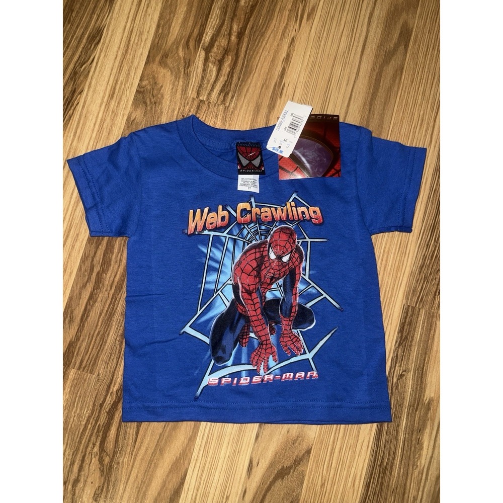 VTG NEW Spiderman 2002 Boys 2T‎ Toddler T-shirt Graphic Tee Royal Blue Web